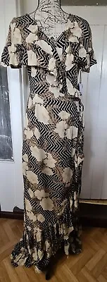 Amuse Society Frill Seeker Maxi Womens Maxi Wrap Dress Size 12 NWT $119.00 • $22
