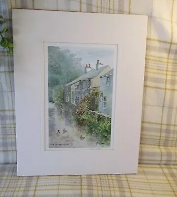 Mounted Print  Waterside Cottage Cartmel  Lake District By G Taylor 23x30cms • £8