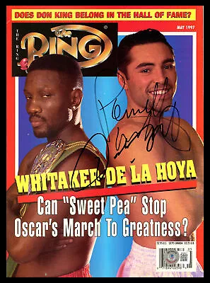 Oscar De La Hoya & Pernell Whitaker Autographed Ring Magazine Beckett QR BH26917 • $89