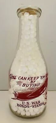 World War II Qt. Milk Bottle Keep ‘em Flying Buy War Bonds Erie PA • $130