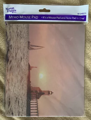 Martin Designs Memo Mouse Pad 60 Sheets Sunset Sailboat Lighthouse New • $8.95