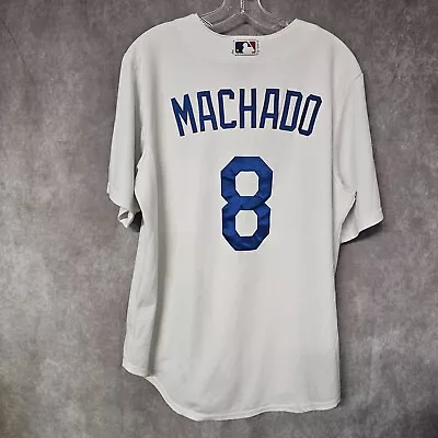 Majestic MLB Los Angeles Dodgers Manny Machado 8 Home White Jersey Mens L • $39.99