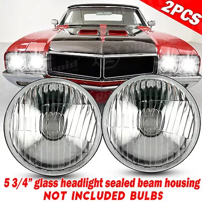 5.75  LED GLASS Headlight Round ORIGINAL CLASSIC LOOK Conversion Chrome Pair • $39.89