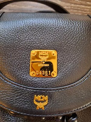 Auth MCM Visetos Leather Drawstring Backpack Black Leather • $100