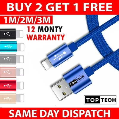 £2.89 • Buy Fast Charger Sync USB Cable For Apple IPhone 6 7 8 X XS XR 11 12 13 14 IPad Pro