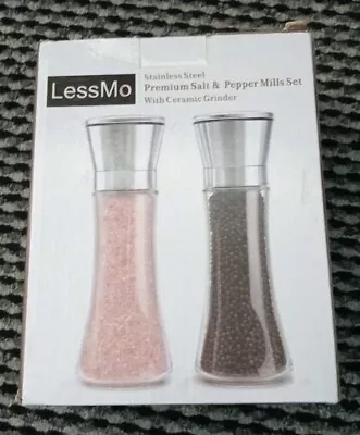 LessMo Stainless Steel Premium Salt And Pepper Mills Set With Ceramic Grinder • £6