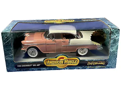 Ertl American Muscle 1955 Exclusive Camellia Pink & White Chevy Bel Air 1:18 NIB • $43.19