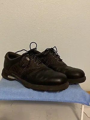 Etonic Mens Golf Shoes Black/Brown Leather EM9000-1 Size 7.5M • $14.98