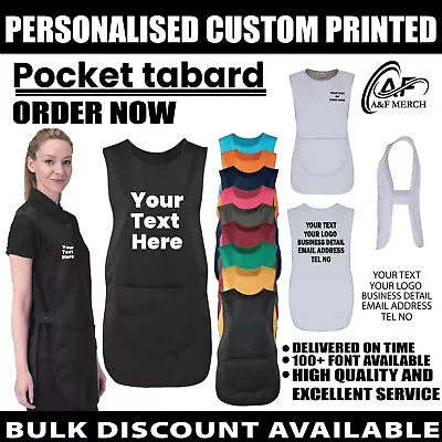 Personalised Printed Pocket Tabard Logo Workwear Cleaning Apron Kitchen PR171 • £14.99