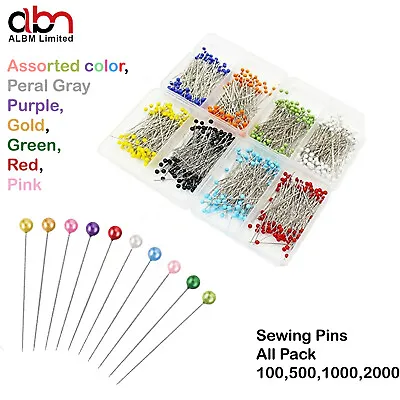 1.5in Straight Pins Multicolor Colour Glass Head Stud Hemming Dressmaking Sewing • £17.99