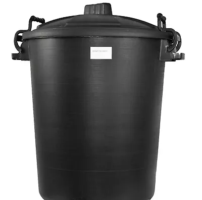 Plastic Garden Bin Waste Can Rubbish Black Heavy Duty Storage 50 80 110 Clip Lid • £15.99