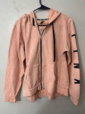 PINK Victoria Secret Full Zip Hoodie Women's Size Medium - Orange Neon • $11.64