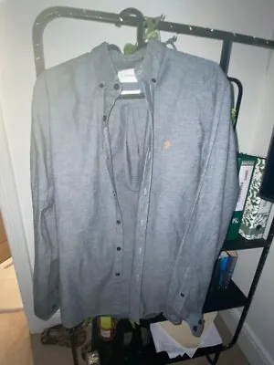 Mens Farah Shirt Slim Fit Grey Long Sleeve Size Small - Brilliant Quality. • £6