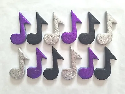 £4.95 • Buy 12 Glittery Purple Mix Music Notes- Edible Sugar Cake Decorations / Toppers