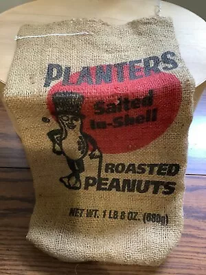 Planters Salted In-Shell Roasted Peanuts Vintage Burlap 1lb 8oz Bag Sack • £8.54