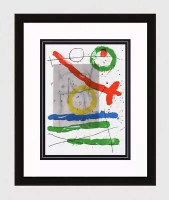 Amazing 1965 JOAN MIRO ORIGINAL Abstract Lithograph  Circles & Lines  Framed COA • $677