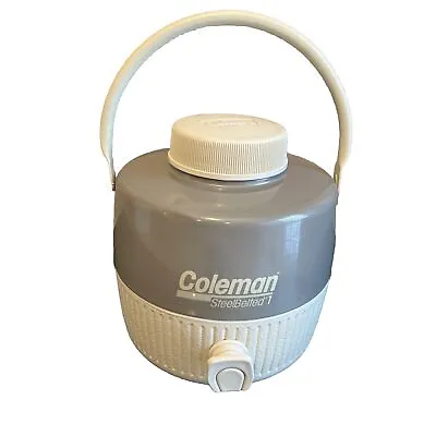 Coleman Gray Steel Belted Water Cooler Jug 1 Gallon 1988 Vintage Camping • $29.99