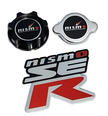 Engine Black Oil Cap + Radiator Cap For Nissa Nismo Altima Sentra Ser Spec V • $36.99