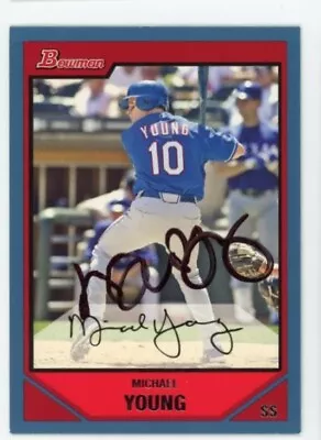 Signed Baseball Card Auto Variation Bowman 2007 Michael Young Texas Rangers #194 • $24.98