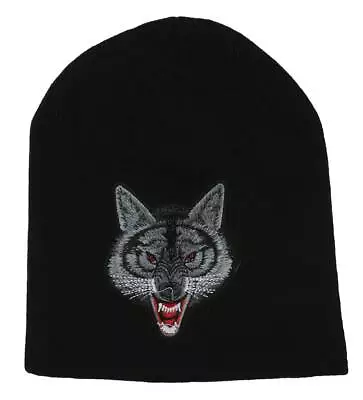 Growling Wolf Black Short Beanie • $9.99