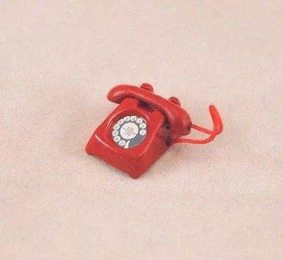 Telephone Red Phone Dollhouse Miniature Furniture 1/12  Scale G8008 Metal • $4.50