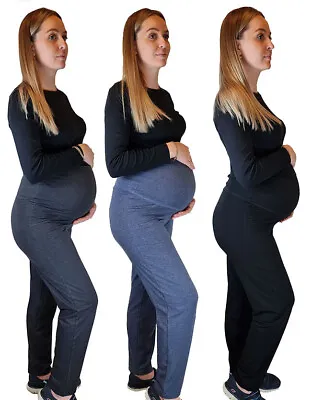 Maternity Trousers Loungewear Soft Touch Cotton Rich Pregnancy Yoga Gym Casual • £14.99