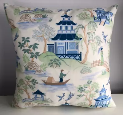 New Cushion Cover Japanese Chinese Garden Pagoda Tree Print 45 X 45cm • £8.99