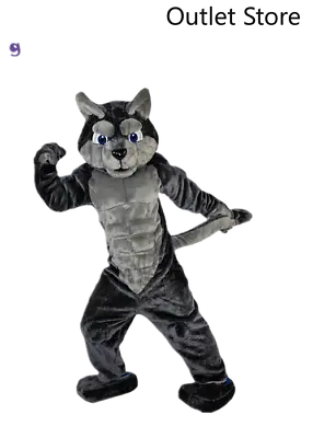 Fursuit Halloween Gray Wild Wolf Mascot Costume Cosplay Party Suit Outifit Xmas • $750.08