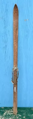 Antique Wooden Snow SINGLE Skis Vintage Measuring 73 Inch Metal Leather Binding • $59.99