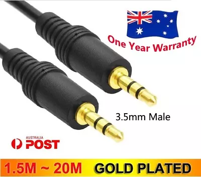 Gold Plated 3.5mm M/M Audio Cable AUX Line-In AV TV Male To Male 5M Stereo Cord • $9.81