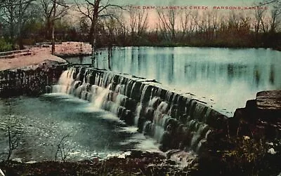 Parsons Kansas The Dam Labette Creek Water Irrigation System Vintage Postcard • $12.59