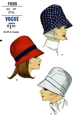 Vogue #7035 MOD Bucket Hat Cap Fabric Sewing Pattern Chemo Cancer Alopecia Pick • $4.99