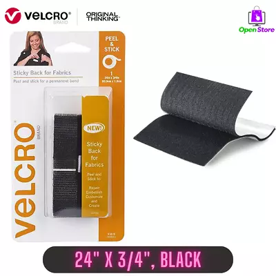 Black Adhesive Tape 24  X 3/4  Peel And Stick Velcro Brand To Hemming & Closures • $7.99