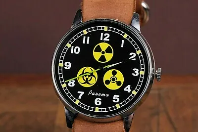 Wrist Watch Raketa Radiation Troops Soviet Watches Mens Mechanical Watches • £104.48