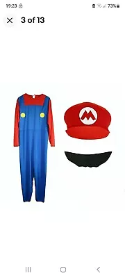 Mens Womens Super Mario Bros Fancy Dress Costume Cosplay Size Large - Size L • £13.99