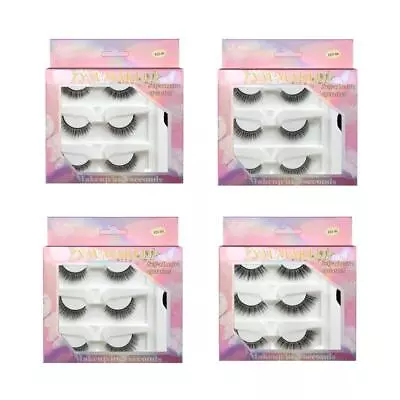 £5.24 • Buy 3 Pairs Reusable Self Adhesive Eyelashes,Natural Look False Eyelashes Self Stick
