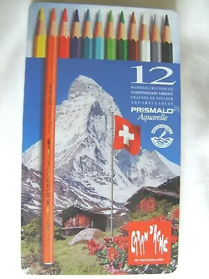 Caran D'Ache Prismalo Colour Pencil 12 Tin Set Aquarelle Watercolour Artist New • £25.05