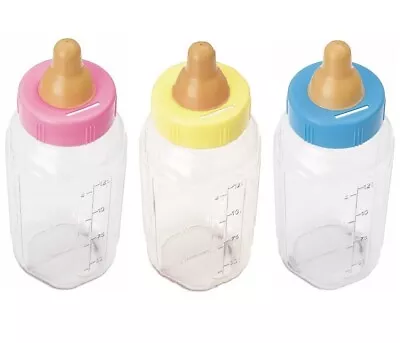 Giant Big Baby Bottle Pink Blue Yellow Baby Shower Money Box Bank Party Supplies • $8.99