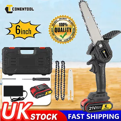 6 Inch Cordless Chainsaw Electric Single Hand Saw Portable Wood Cutting Saw • £26.56