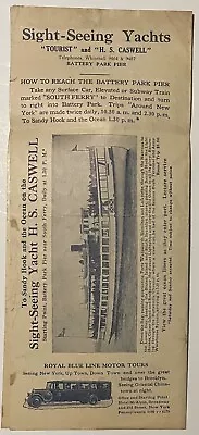 Vintage New York Sight- Seeing Yachts Brochure  Battery Park Pier • $10