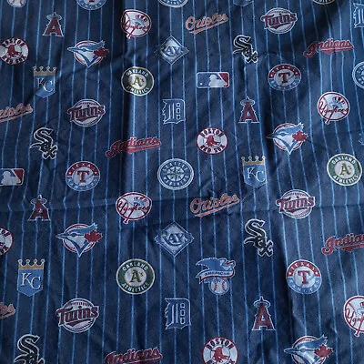 Vintage American League MLB Pinstripe Bed Sheet Fabric Twin NY Angels Twins  • $23.64