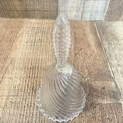 Vintage Crystal Clear Glass Bell Swirl Design Hobnail Handle Decorative • $3.50