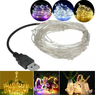 £3.11 • Buy USB Plug In 50/100 LED DIY Micro Copper Wire String Lights Party Fairy Light UK