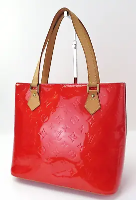 Authentic LOUIS VUITTON Houston Red Vernis Tote Bag Purse #55125 • $152.50