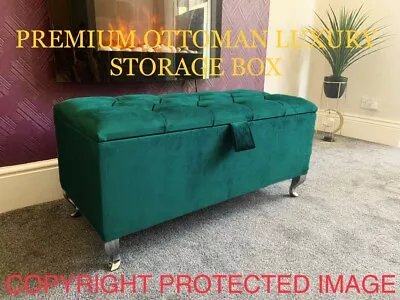 Ottoman Storage Box Chesterfield Velvet Blanket Toy Box  Pouffe Bench Footstool • £84.98