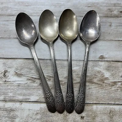 Wm Rogers Vintage Silverplate Silver Mist Marigold Pattern 1935 Serving Spoons 4 • $11.50