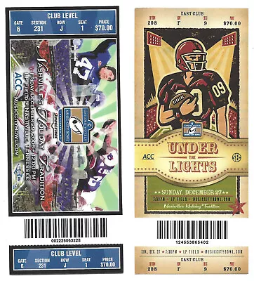 2006 & 2009 Music City Bowl College Football Tickets • $12.70