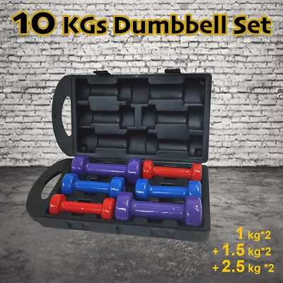 $73.95 • Buy 10KG Dumbbell Set Of 6 Weight Dumbbells Anti-slip Exercise Fitness Home Gym 