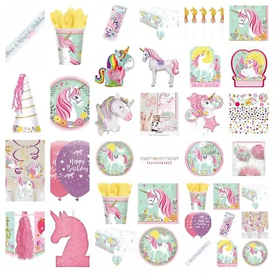 Unicorn Party Cups Plates Etc  Magical Unicorn   FAST POST AVAILABLE • £8.79