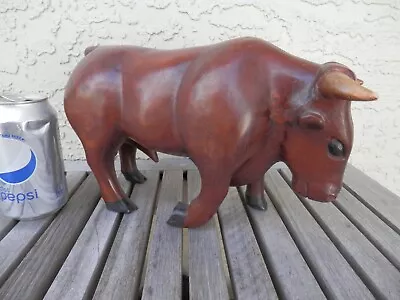 Wood Carved Wall Street Bull Apprx 7 X 11   Gd Cond Free S/H • $44.99